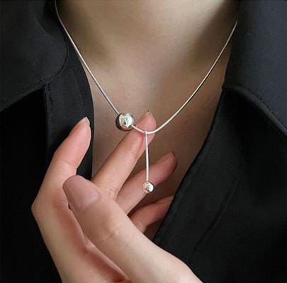 Silver Ball Pendant Stainless Steel - Necklace, Elegant Jewelry for Women by The Leather Jewel