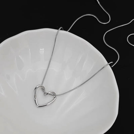 Silver Heart - Necklace, Trendy Tarnish-Free Jewelry by The Leather Jewel