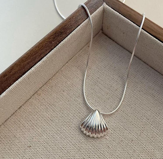 Metal Shell Pendant - Necklace, Trendy Tarnish-Free Jewelry by The Leather Jewel