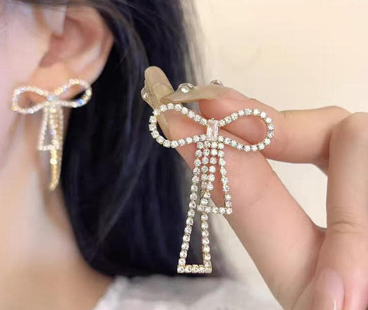 Sparkles Large Bow - Earring, Elegant Affordable Jewelry by The Leather Jewel