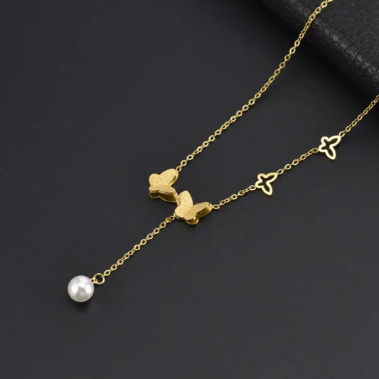 Sparkling Butterfly Pendant - Necklace, Elegant Jewelry for Women by The Leather Jewel