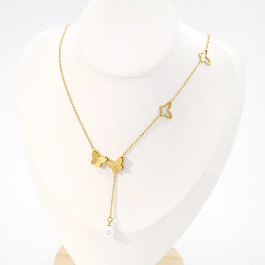 Sparkling Butterfly Pendant - Necklace