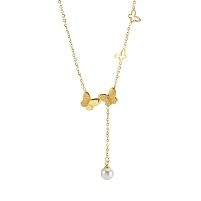 Sparkling Butterfly Pendant - Necklace