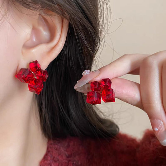 Sparkling Crystal Cube - Earrings, Elegant Affordable Jewelry by The Leather Jewel