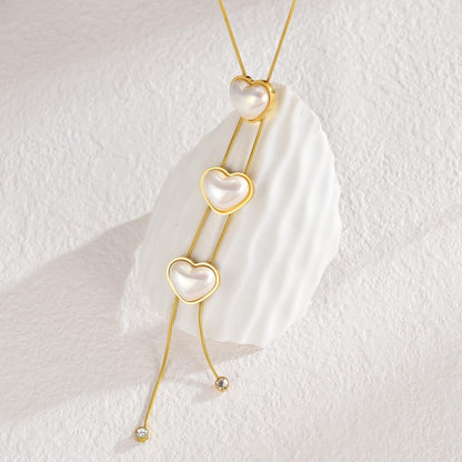 Triple Heart Drop - Necklace, Tarnish-Free Jewelry by The Leather Jewel, Pakistan