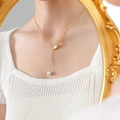 Tulip Pearl Pendant - Necklace