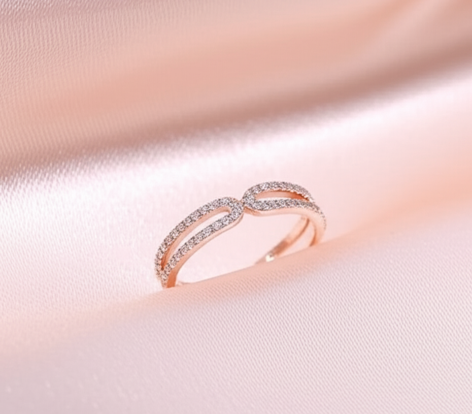 Two Row Rose Gold - Ring , Stylish Affordable Jewelry by The Leather Jewel